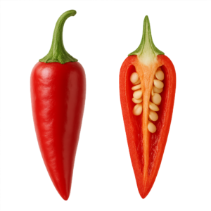 świeża papryka chilli czerwona przekrój z nasionami boxujemy