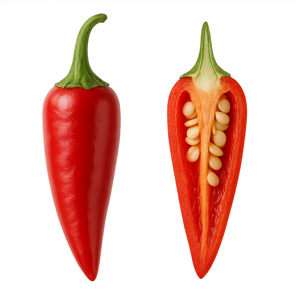 świeża papryka chilli czerwona przekrój z nasionami boxujemy