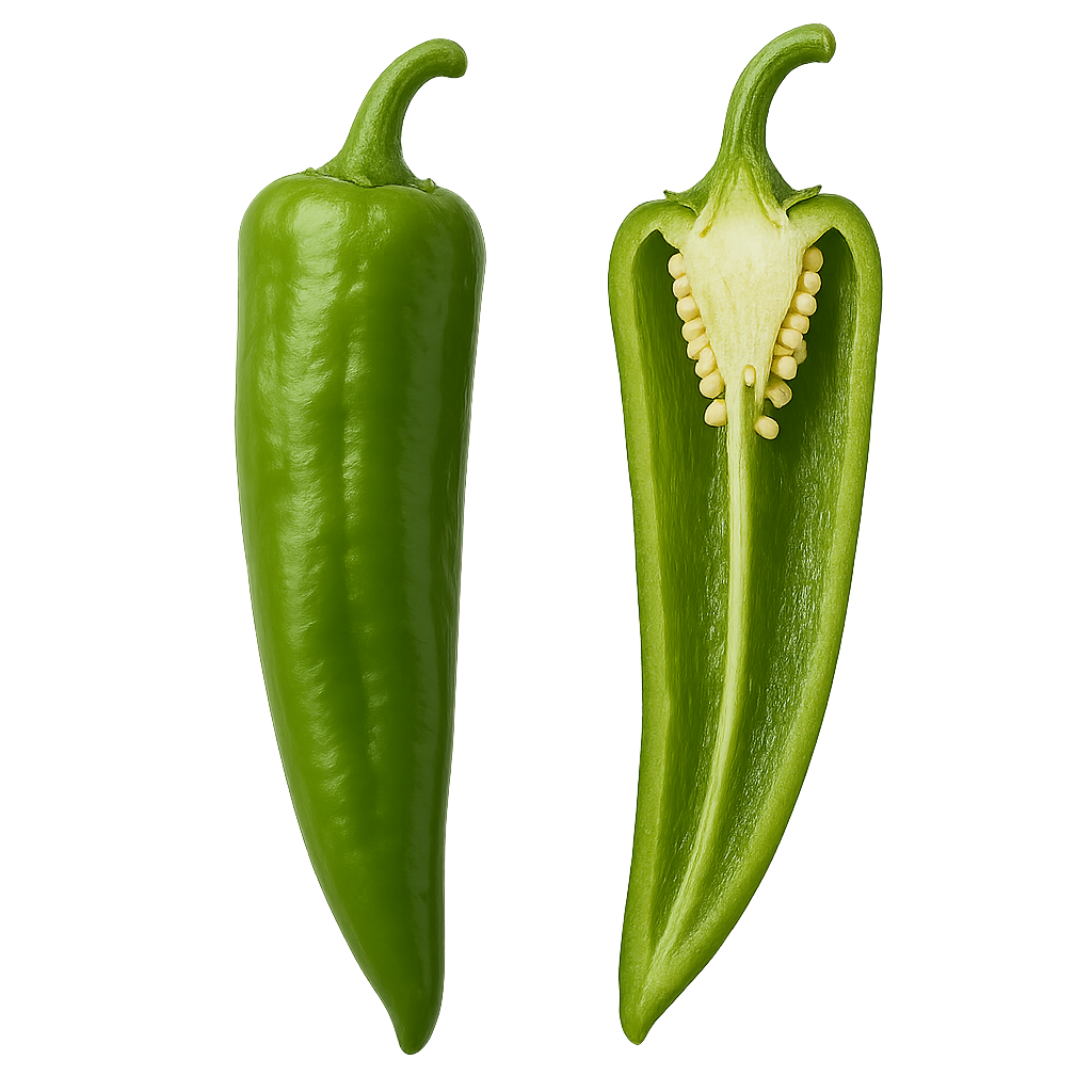 papryka peperoni zielona cała i przekrojona świeże chili łagodne boxujemy