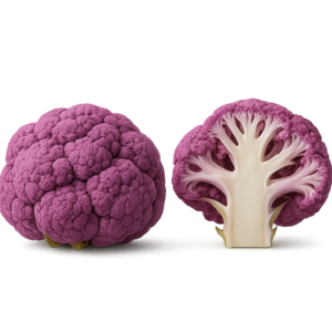 świeży kalafior fioletowy przekrojony na pół boxujemy