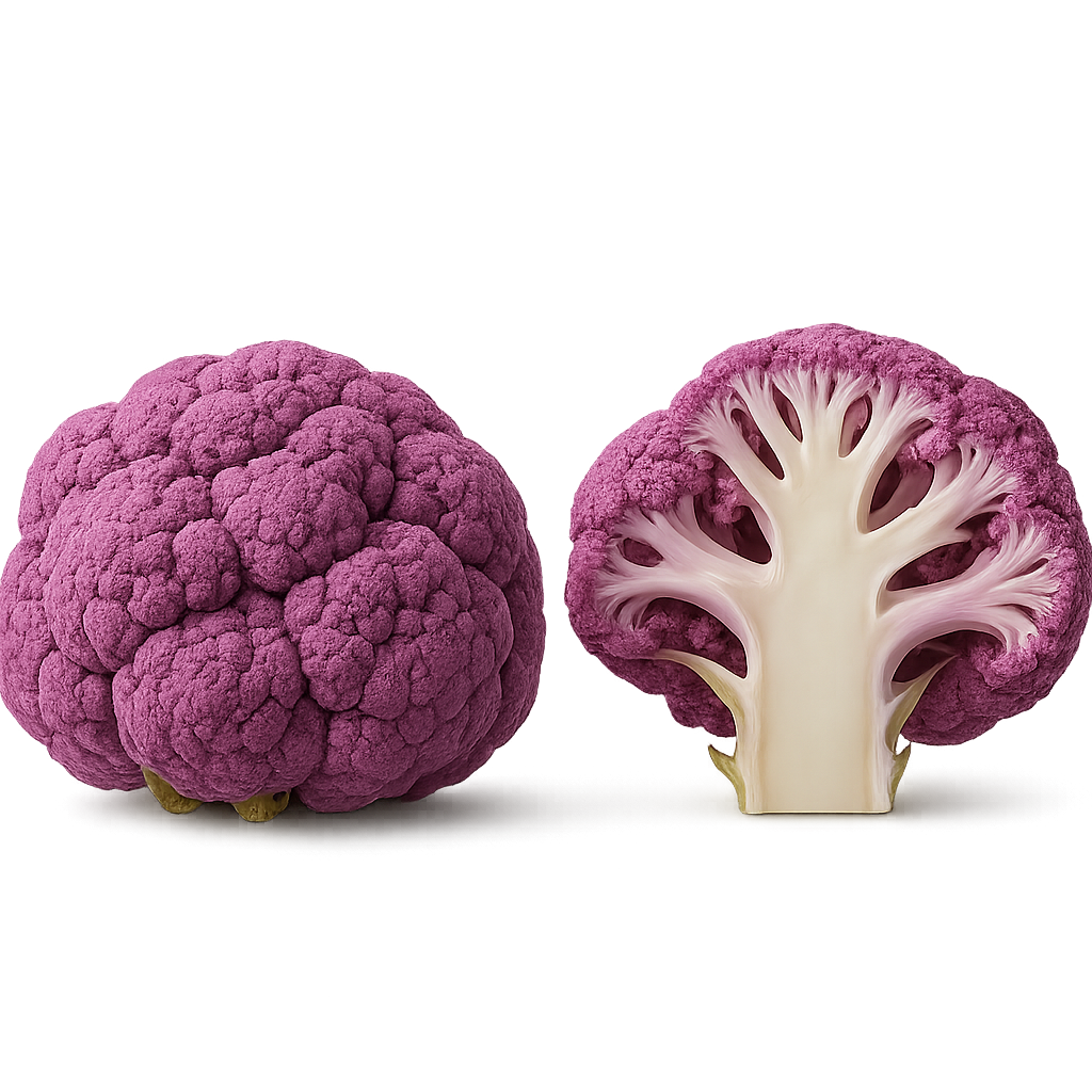 świeży kalafior fioletowy przekrojony na pół boxujemy