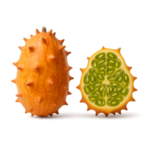 owoc kiwano afrykański rogacz przekrojony szmaragdowy miąższ